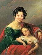 unknown artist Portrait of young woman with her child- Countess of Dyhrn with her child oil